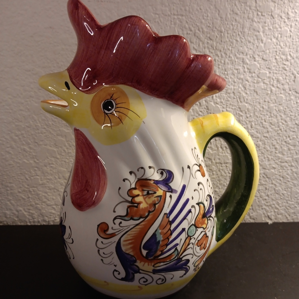 GORGEOUS Boston Warehouse 9" Italian Style Rooster Pitcher.